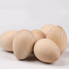60 Pcs Wood Eggs Unfinished Fake Eggs for Craft Painting Easter Decoration