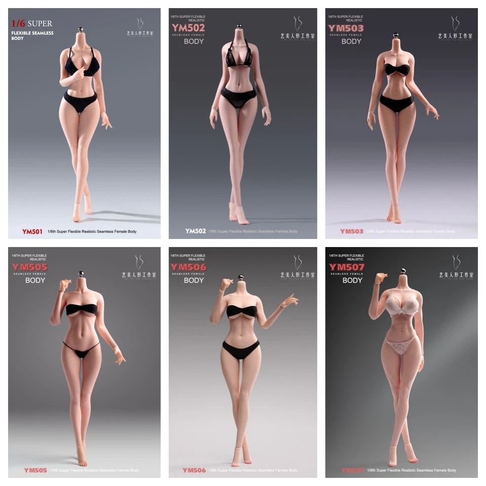YM 1/6 Scale Female Seamless Action Figure Body 12in Sexy Bust Soldier Model Toy - Image 2 of 4