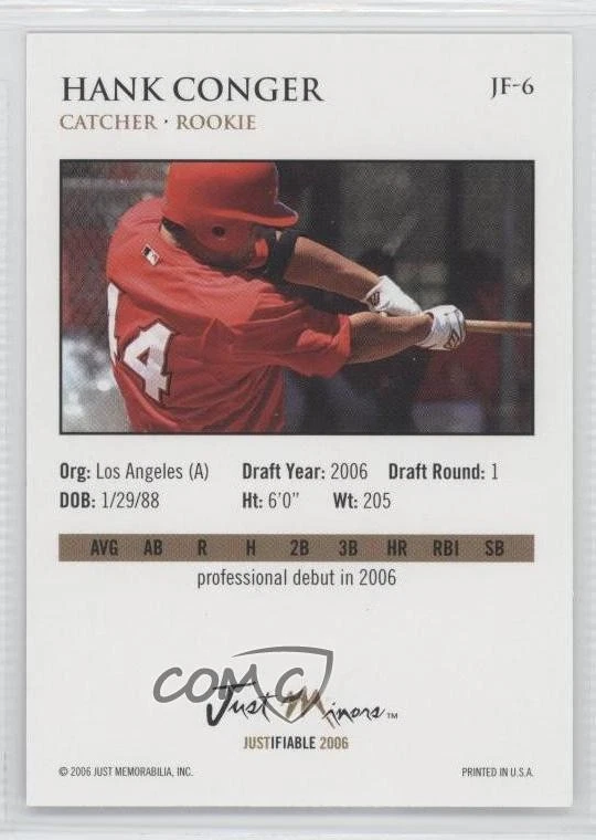 2006 Just Minors Justifiable Hank Conger #JF-6 - Image 2 of 2