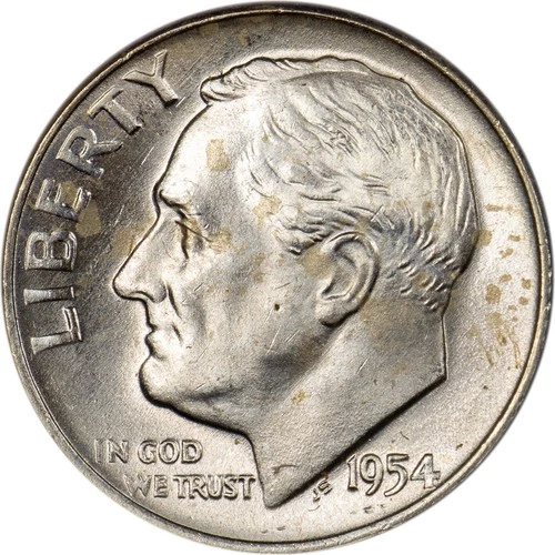 1954-D Roosevelt Dime - FT/FB - Lightly Toned - GEM BU!