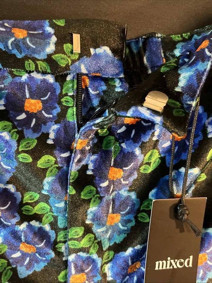 Pantalones Mixed by Nasrin Pierna Ancha Terciopelo Negro Moxie Estampado Floral Talla XXXL NUEVOS CON ETIQUETAS Foto 4 de 4