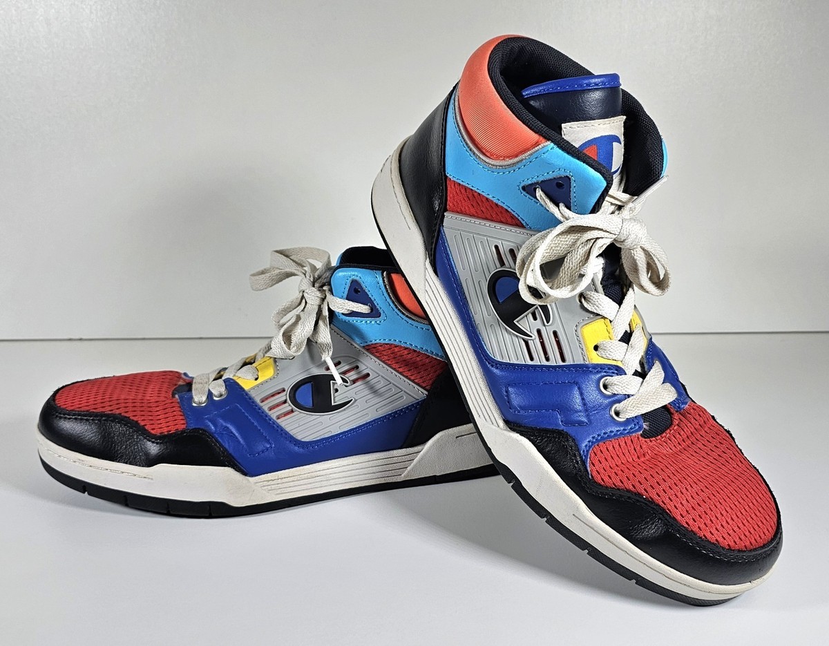 Champion‎ 3 on 3 High Top Sneakers Red Blue Multicolor CPS10738M Size 10 M Champion 3 on 3 High Top Sneakers Red Blue | Mercari main image 3