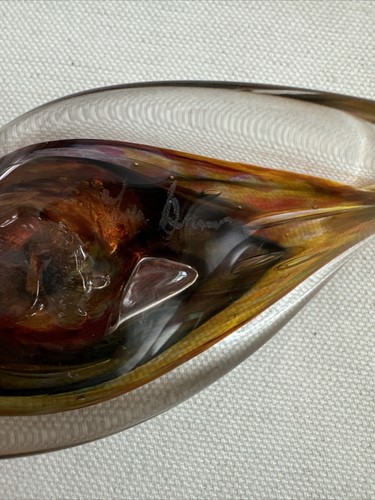 Signed Blown Glass Suncatcher Ornament Spiral Twist 10” x 2” Rust, Amber, Copper - Picture 12 of 24