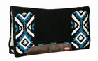 Western Horse Saddle Pad 38" X 33" Turquoise / Black / White Top w/Fleece Bottom
