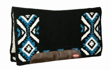 Western Horse Saddle Pad 38" X 33" Turquoise / Black / White Top w/Fleece Bottom