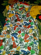 New boys 12 mo wonder nation 3 piece shortall tee shirt bib outfit set tropical