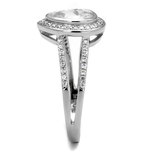 Sterling silver pear ring cz solitaire accents engagement 2.5ct .925 stamped - Picture 4 of 5