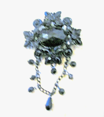 * SCHWARZE METALLBROSCHE MIT PAMPELN * 19° Broschenform