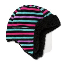 Girls' Striped Fleece Trapper Hat Black By Cat  Jack Target OSFM