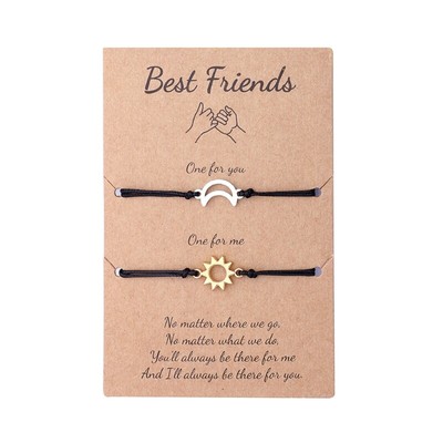 2Pcs Bracelets European American Unique Alloy Sun-moon Fashion Jewelry