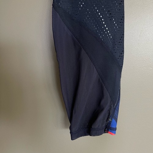 ATHLETA Tropical Precision Leggings Size Small Navy Blue Floral Mesh Panels Gym - Picture 18 of 23