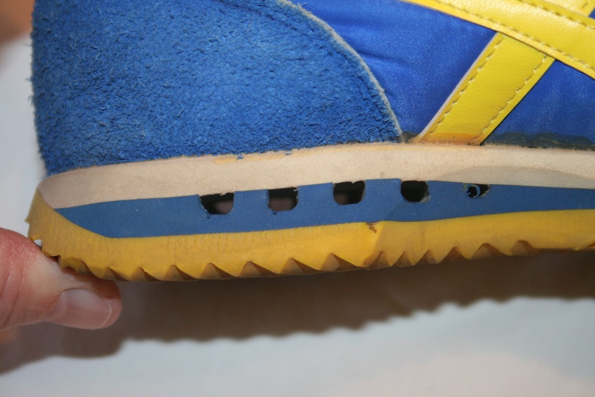 Vintage Asics Tiger Made in Japan Blue Yellow Sneakers Shoes Size
