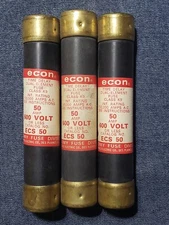 (3Pcs) Economy ECS-50 Dual Element Time Delay 600v Class RK9 Fuses