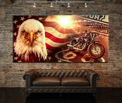 Leinwandbild Harley Davidson Motorrad Bilder Route 66 Wanddeko Versand  gratis