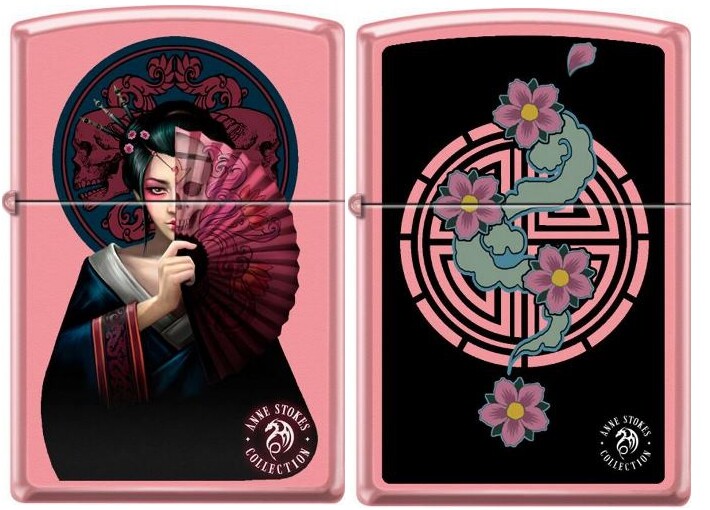 Set Geisha Kimono With Skull & Flower Pink Matte New