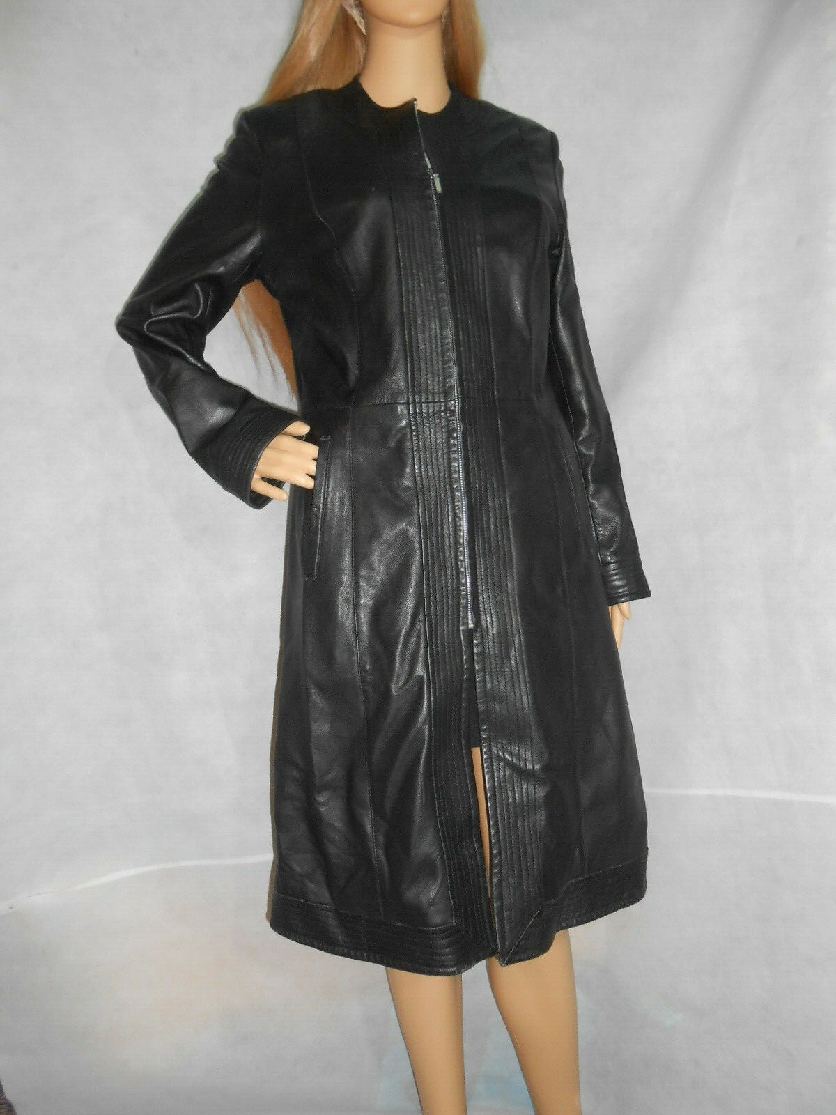 Wallis Long Coat Black Zipped Soft Real 