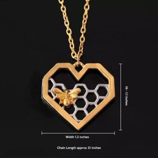 Bee in Hive Heart Alloy Gold Plated Necklace
