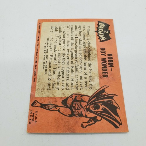 1966 Topps Chewing Gum Robin Boy Wonder #2 Black Bat Trading Card A - Picture 2 of 3