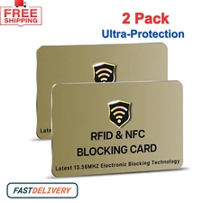 RFID Blocking Cards - 2 Pack, Protects Entire Wallet/Purse, NFC/Contactless Bank
