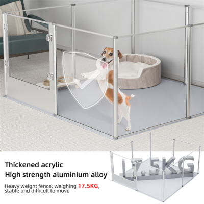 Transparenter Laufstall Aus Acryl – 8-teiliges Set Für Kleine Hunde, Kaninchen & Katzen | 59,9 Cm Hoch