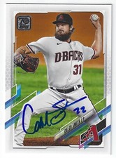 CALEB SMITH ARIZONA DIAMONDBACKS SIGNED 2021 TOPPS BASEBALL CARD MIAMI MARLINS
