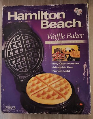 New Hamilton Beach Electric Non-Stick Stainless Steel Belgian Style Waffle Baker