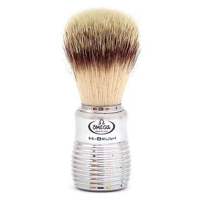 Omega Shave, Hi-Brush Series - Synthetic Bristle Chrome Brush #0146113 