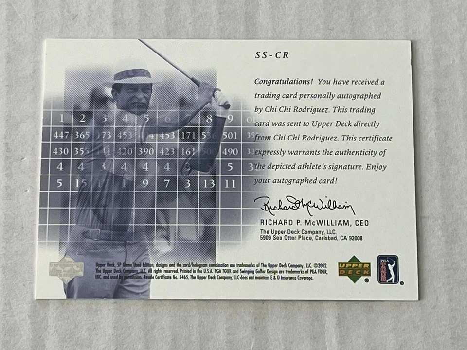 Chi Chi Rodriguez 2002 Upper Deck SP Game Used Edition Scorecard Auto Golf HOF🔥 - Image 3 of 3