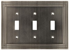  5 Pack Allen  Roth - 3 Toggle Switch Wall Plate - Heirloom Silver - W22986-90