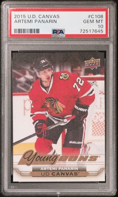 Artemi Panarin Rookie 2015 UD Young Guns Canvas #C108 PSA 10 New York Rangers