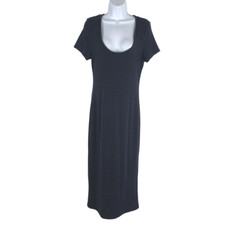 Marine Layer Dress Large Short Sleeve Striped Tencel Blend Nautical DR-1323