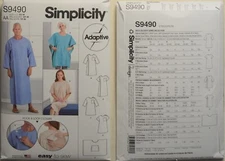Simplicity- 9490 or R11311 Unisex Adaptive Recovery Gowns and Bed Robe