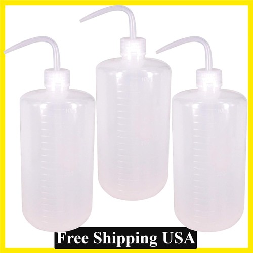 3Pcs 1000ml 33oz Plastic Safety Lab Wash Bottle Plastic Squeeze Bottle