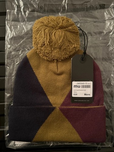 Lyle & Scott Bobble Beanie Hat Golf Winter Argyle multicolured - Picture 5 of 7