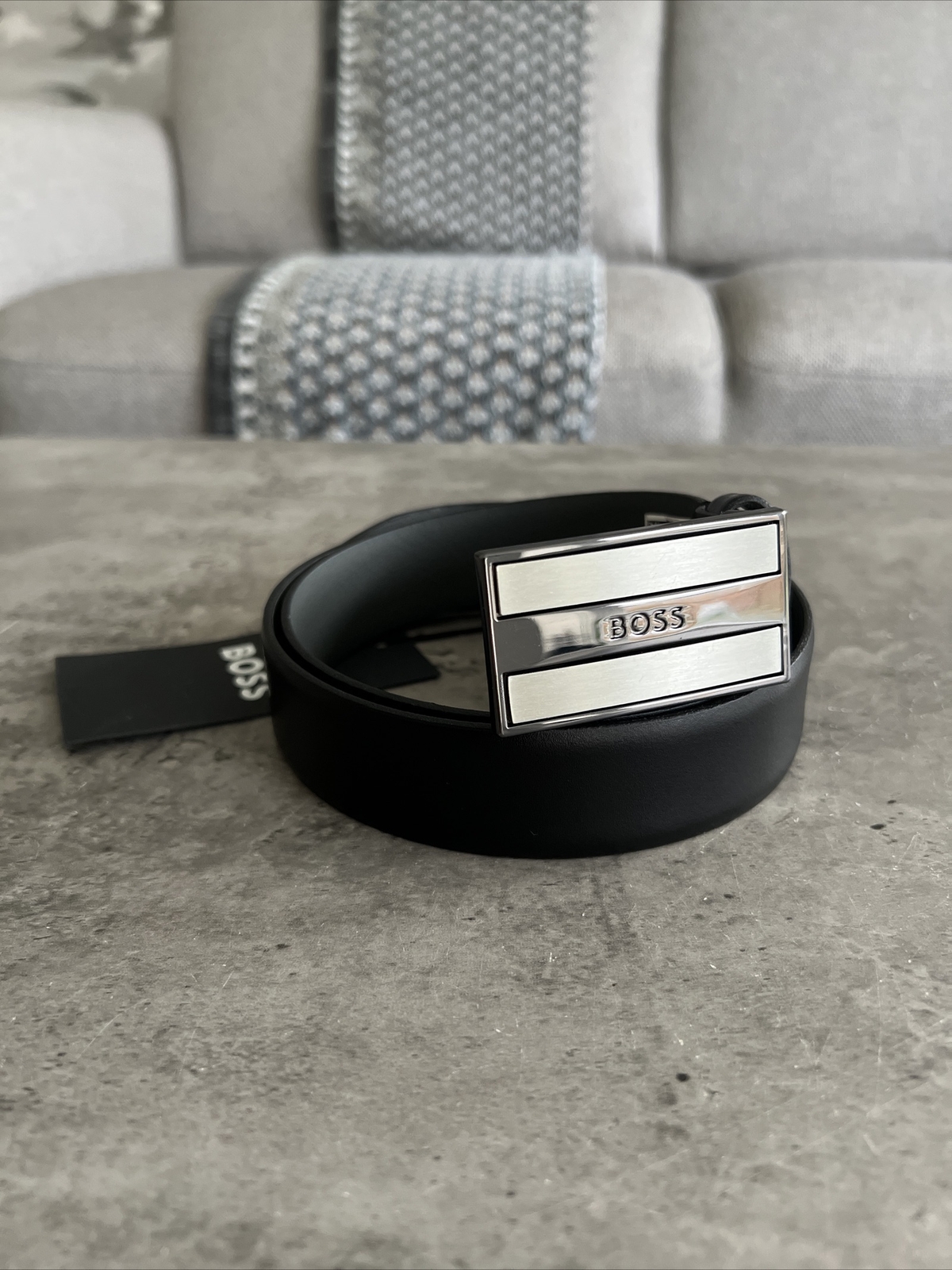 Hugo Boss Belt Bexter men's black leather belt size 85 / 32” Soft Grain Textured