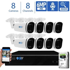 8 Channel NVR 8 X 6MP PoE IP 4X Motorized Zoom Microphone Security Camera System