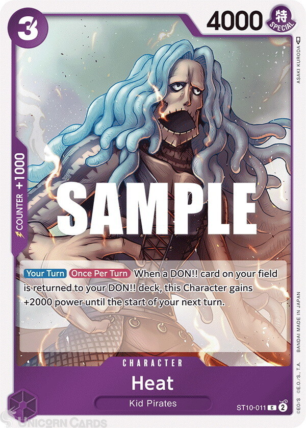 ST10-011 Heat : Common Foil English One Piece TCG Card : ST10: Ultra Deck: The T