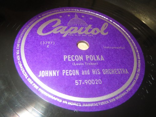 78RPM Capitol Johnny Pecon - Ting-a-Ling / Pecon Polka, above average E- E E- - Picture 5 of 9