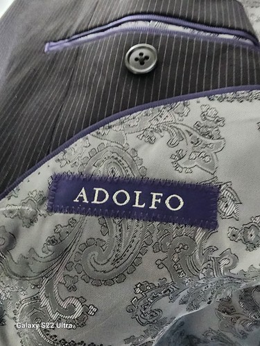 adolfo Mens Sz 46R Black Striped High Twist Fabric Sport Coat S20 - Picture 15 of 24