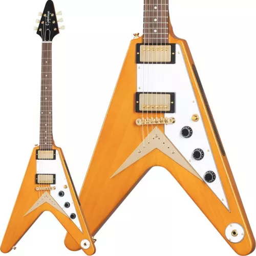 New Epiphone 1958 Korina Flying V (Aged Natural/White Pickguard) 752229 Guitar