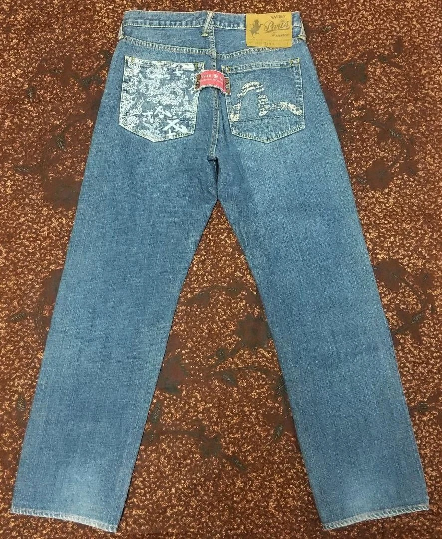 DENIM JEANS EVISU Paris France Jeans Denim PANTS DRAGON Paint JAPAN W31