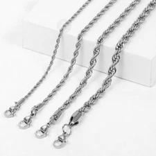 2/3/4/5mm Rope Chain Bracelet or Necklace For Men Women Stainless Steel Link