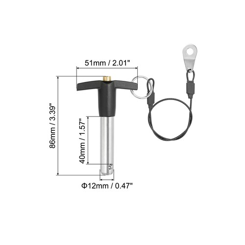 Goupilles Verrouillables à Bouton-poussoir - Avec Dragonne - Diamètres De 5mm à 60mm - Marque Uxcell