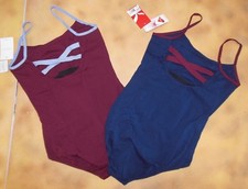 Capezio Cotton Spandex Crisscross back leotard Ladies Szs 2 color Navy Wine