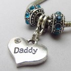 Daddy Heart Charm And Birthstone European Beads For Charm Bracelets