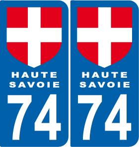 2 Stickers Plaque Auto Département 74 Haute-Savoie - Style Plaque D'immatriculation Adhésifs