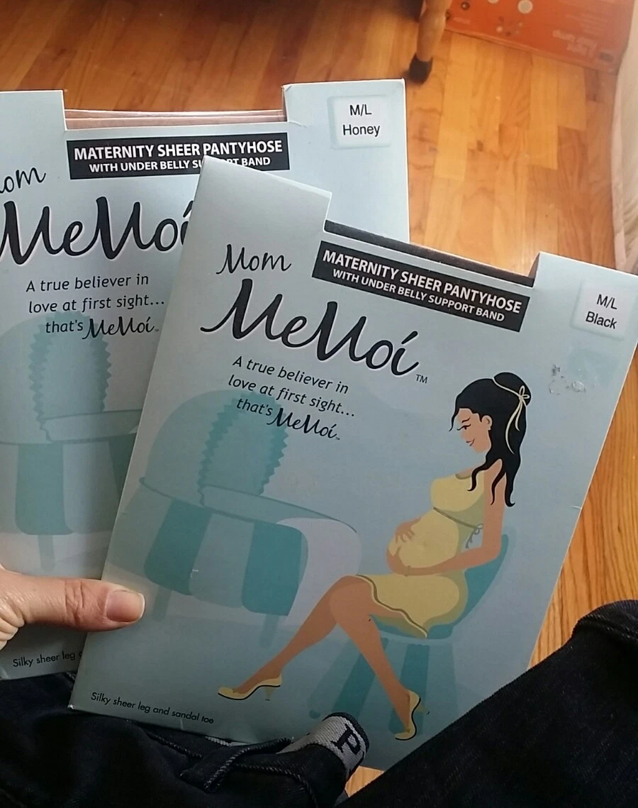 2 pairs MeMoi Maternity Tights 1 Black opaque sheet and 2 Honey (nude) size  M/L