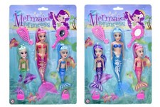 3 Mermaid Princess Dolls Set With Accessories Girls Toys Bath Children Kids Xmas