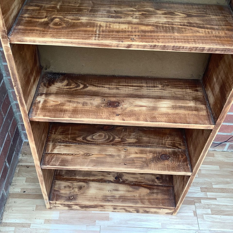 VINTAGE Solid Wood Bookcase Shelf Hallway (122cm) Storage 1970's Shabby