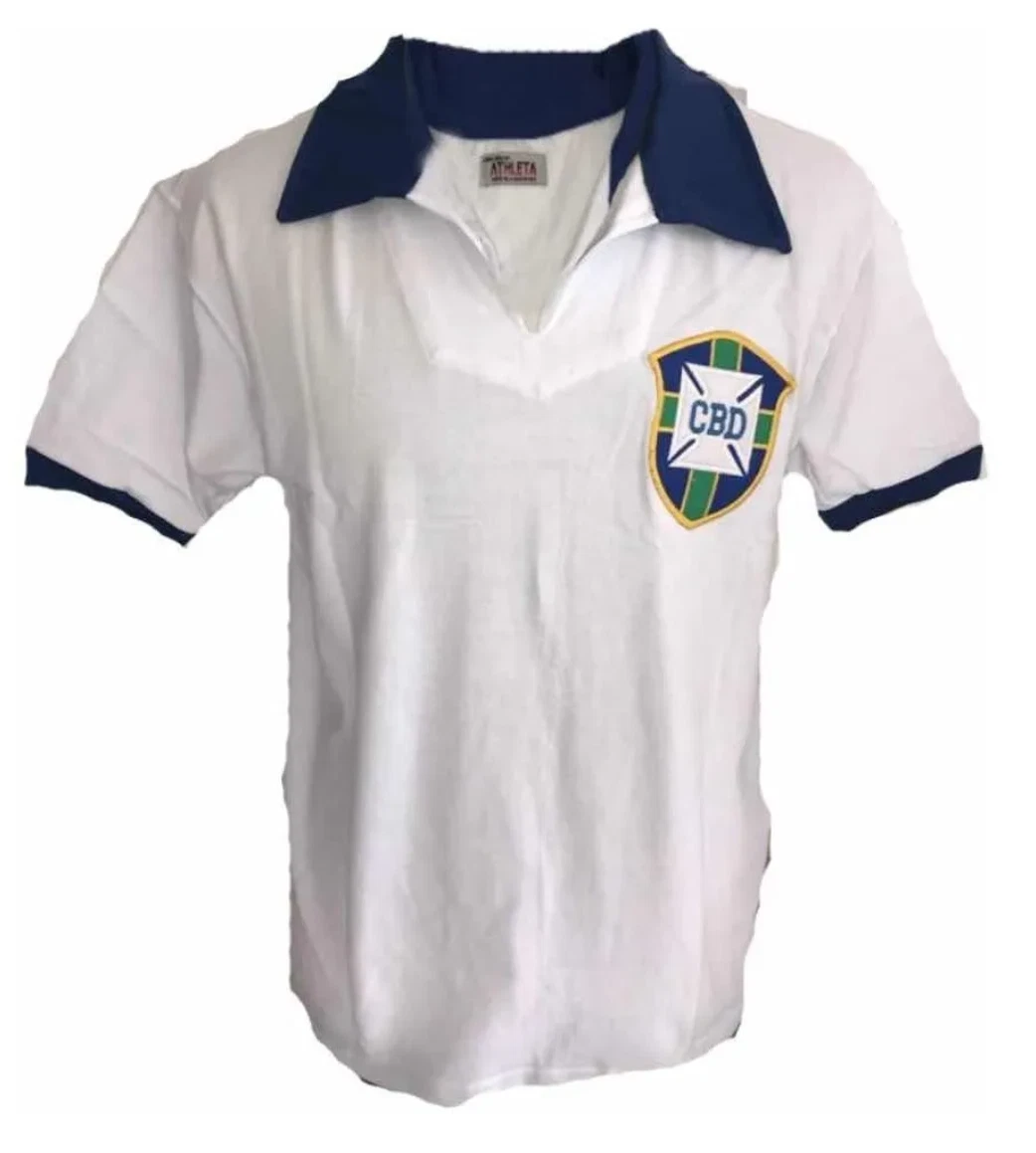 SHIRT BRAZIL Official * RETRO * ATHLETA WC 1950 * WHITE * JERSEY SOCCER  FOOTBALL